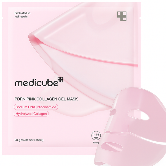 Conjunto de Máscara de Gel de Colágeno Rosa Medicube PDRN – Pele luminosa, firme e uniforme